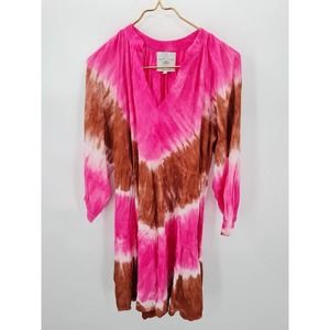 Area Stars Pink Brown Tie Dye Viscose Wrinkle Short Dress Size Medium NWOT